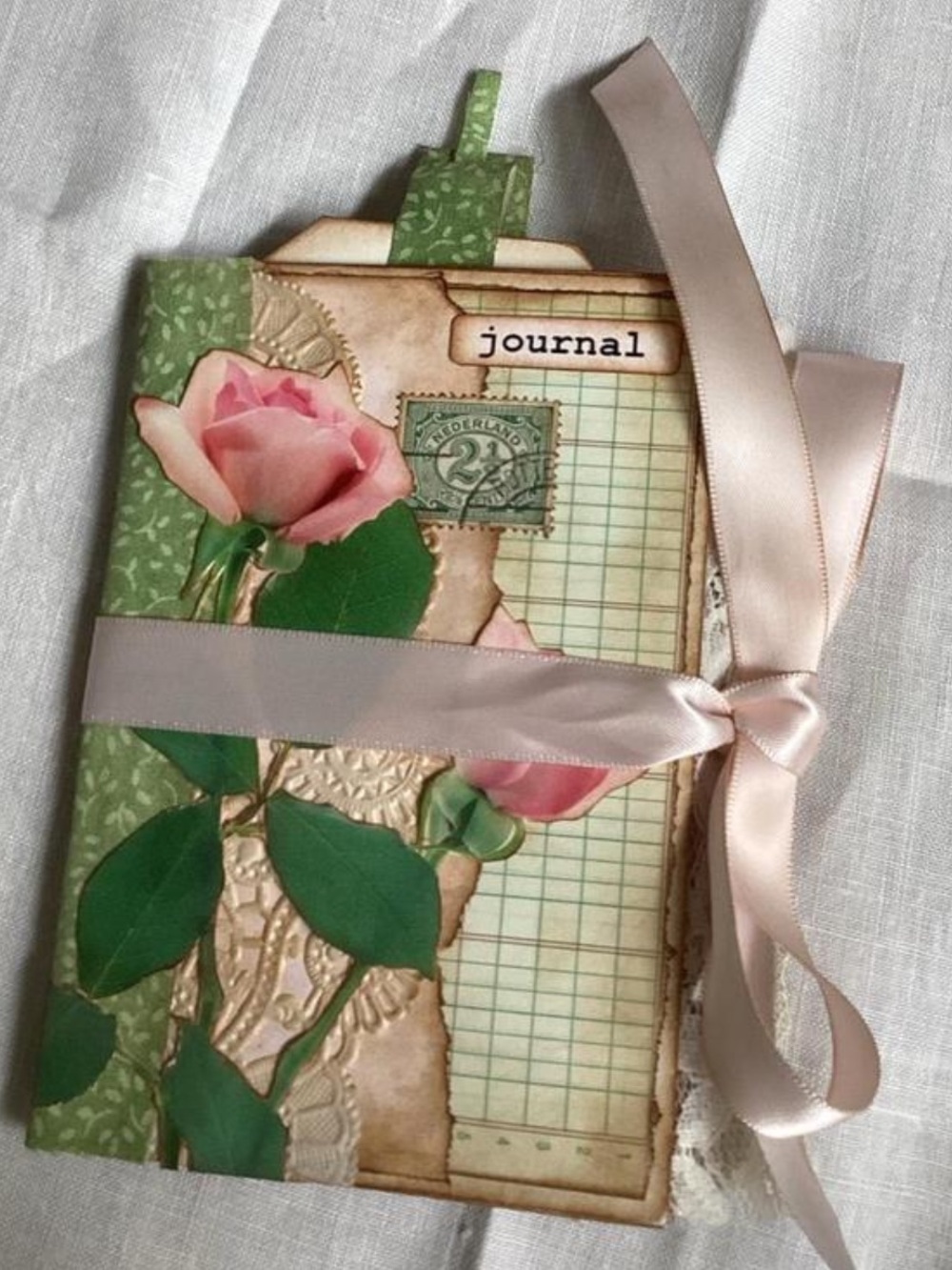 Handcrafted journal with removable tags/photo placement NEW